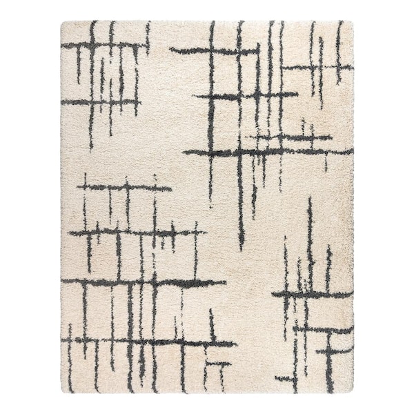 Ultimate Shag Malia Ivory 9 ft. x 13 ft. Abstract Indoor Area Rug