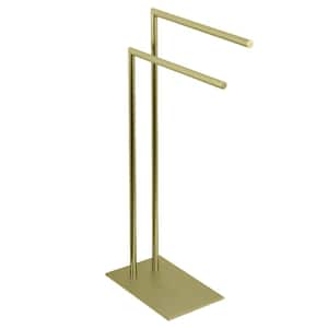 Edenscape 2-Bar Freestanding Towel Rack in Brushed Brass