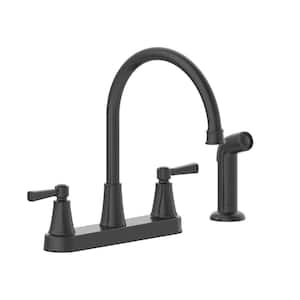 Melina Double-Handle Standard Kitchen Faucet with Side Sprayer in Matte Black