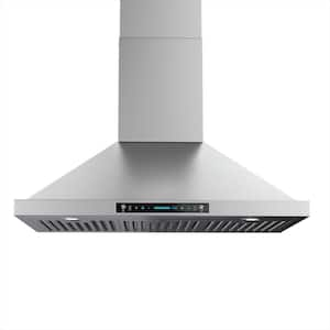 36 in. 600 CFM Convertible Wall Mount Range Hood in Stainless Steel with Intelligent Gesture Sensing and Charcoal Filter