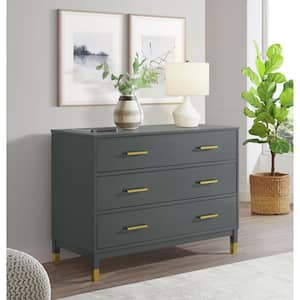 Picket House Furnishings Dani Chest with Power Port in Dark Charcoal