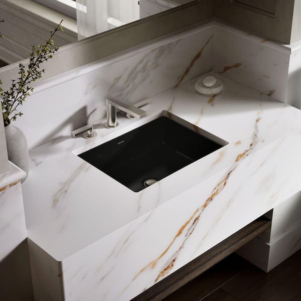 KOHLER Verticyl 19.8 in. x 15.63 in. Undermount Bathroom Sink in Black Black Vitreous China