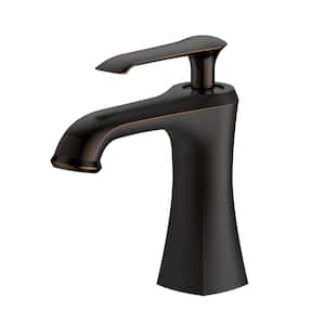 Single-Handle Single-Hole Bathroom Faucet with Drain Kit Included in Oil Rubbed Bronze