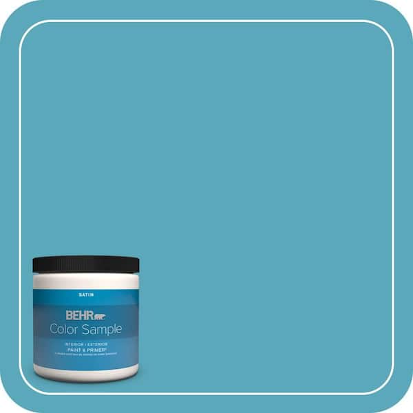 BEHR PREMIUM PLUS 8 oz. #T15-11 Sonic Blue Satin Enamel Interior/Exterior Paint & Primer Color Sample