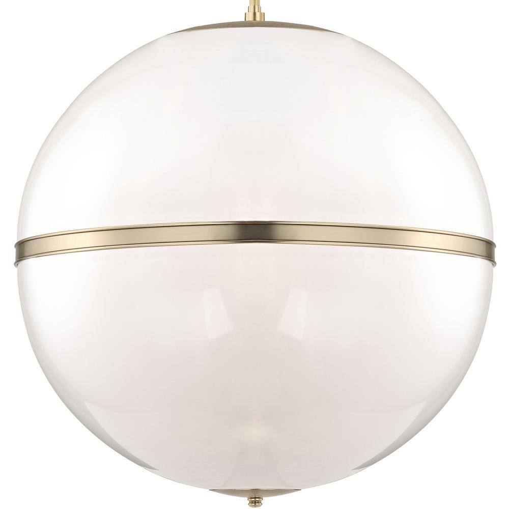 Aurora Aged Brass 4-Light Chandelier with Crystal Glass Shade