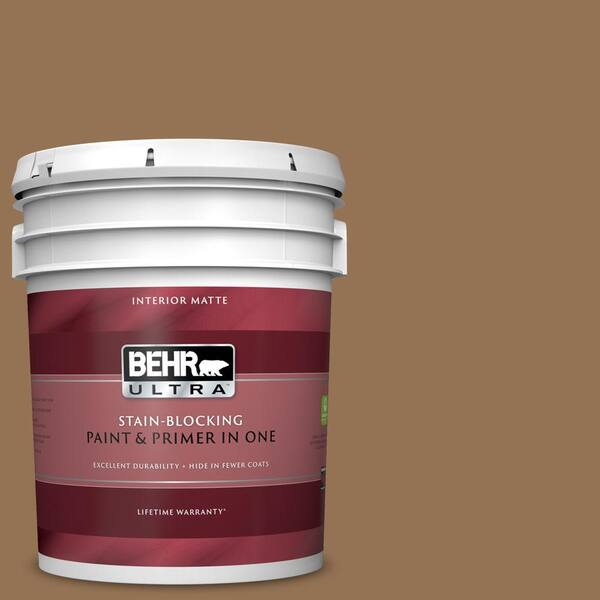 BEHR ULTRA 5 gal. #UL140-21 Toffee Bar Matte Interior Paint and Primer in One