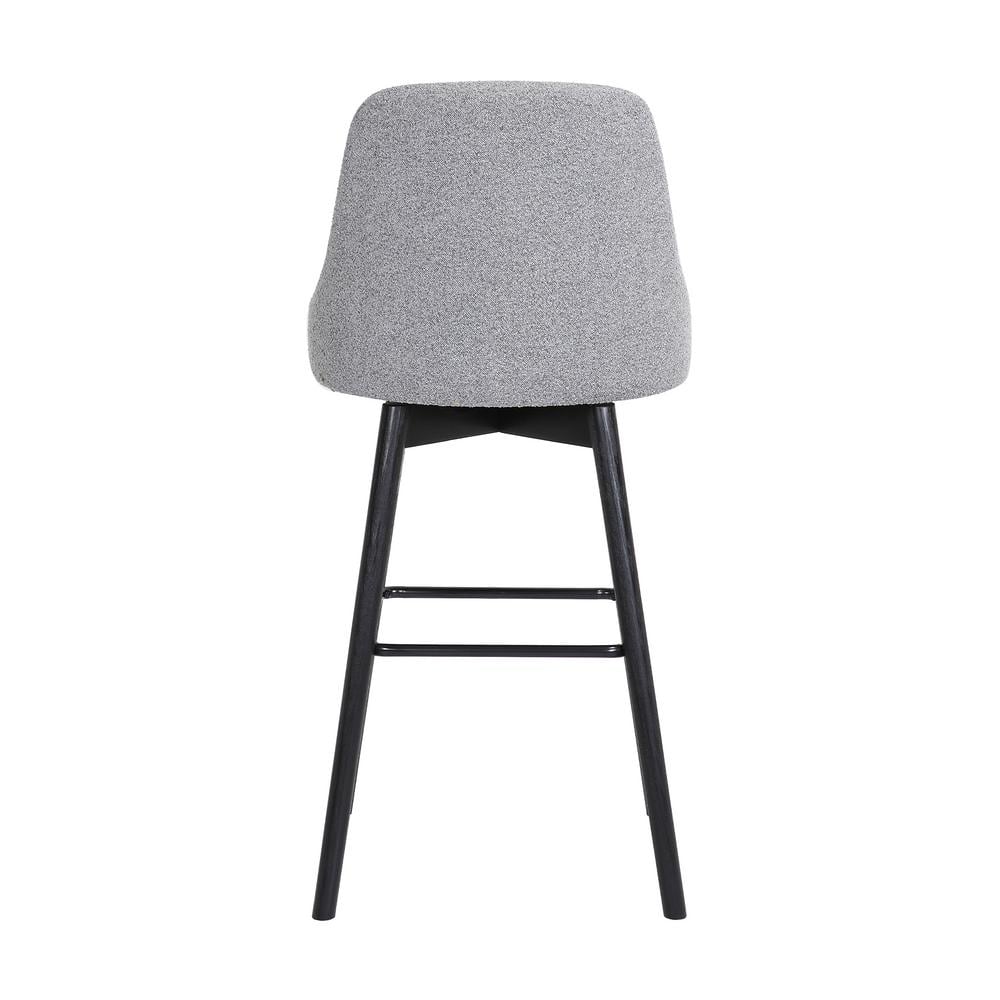Sicily 26" Swivel Black Wood Counter Stool with Light Gray Fabric