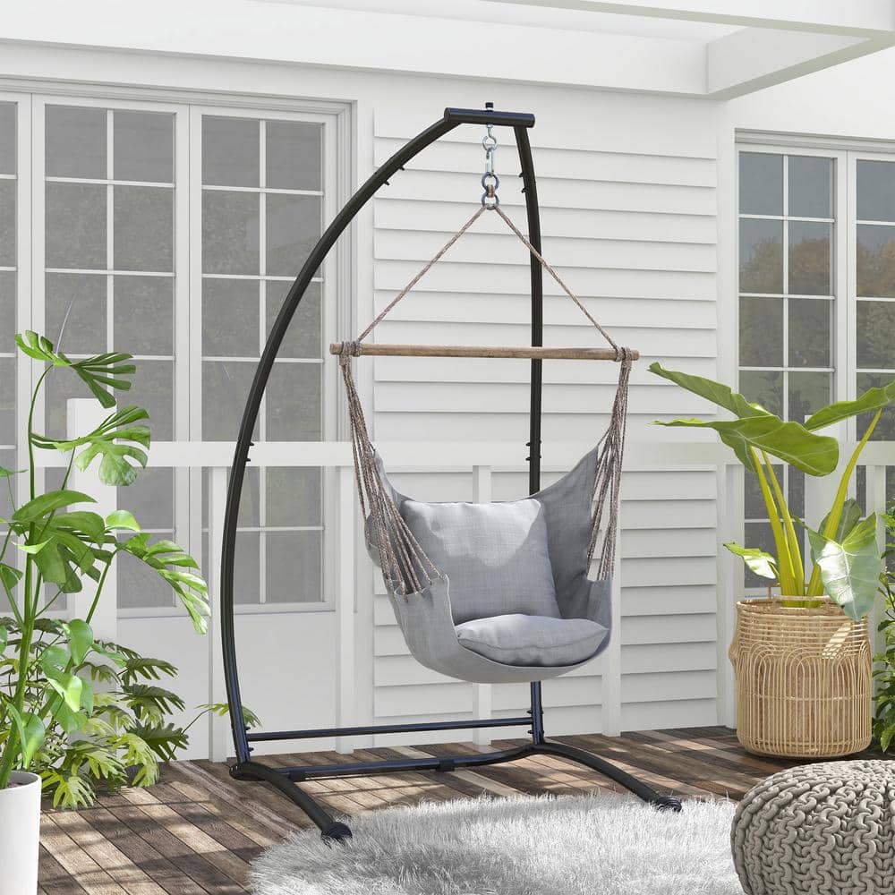 Black Steel X-Stand for Hanging Hammock Chairs