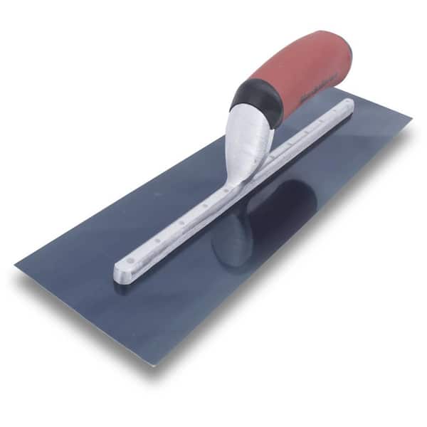 MARSHALLTOWN 14 in. x 3 in. Blue Steel Finishing Curved Durasoft Handle Trowel