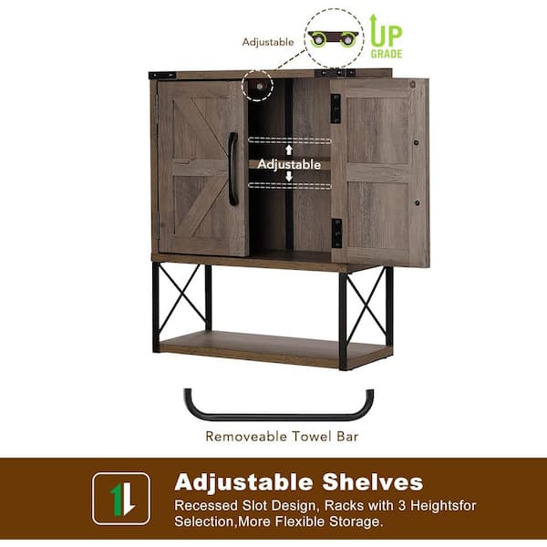 Adrinfly 15 in. W x 7 in. D x 23 in. H in Rattan Wood Ready to Assemble Upper Medicine Cabinet with Adjustable Shelf