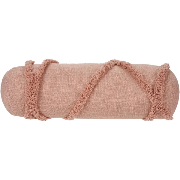 Mina Victory Lifestyles Blush Textured 20 in. x 6 in. Bolster Throw Pillow
