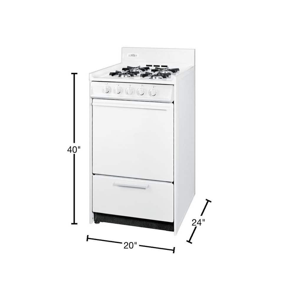 Summit 20" White Porcelain LP Gas Range with Battery Start