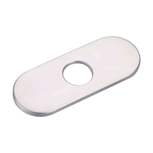 6.1 in. x 2.44 in. x 0.31 in. Stainless Steel 1-Hole or 3-Hole Sink Faucet Deckplate in Brushed Nickel