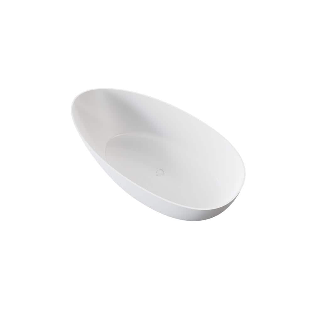 67 in. x 35 in. Soaking Bathtub with Center Drain in White