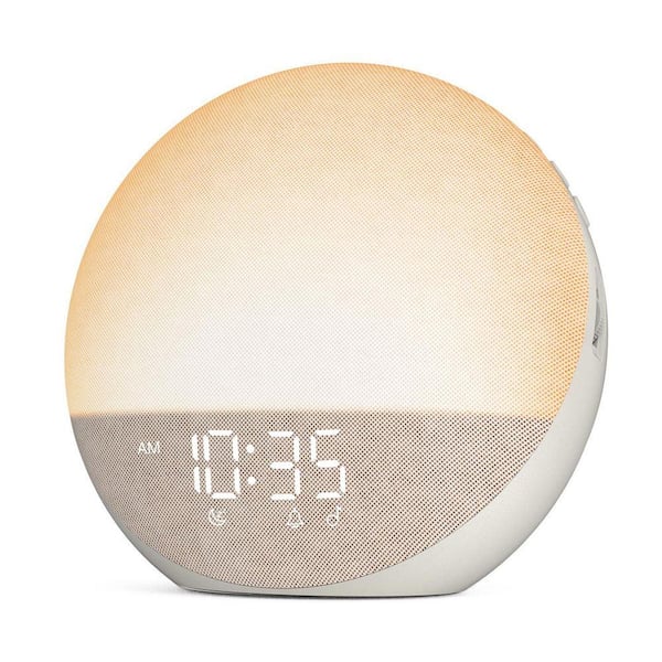 Putty Digital Alarm Clock with Sunrise Simulation, Bluetooth Speaker, 25-Sleep Sounds, Dimmable Display for Bedroom