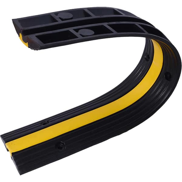Unbranded Cable Protector Ramp Rubber Speed Bumps 2-Pack of 1 Channel 6600 Lbs. Load Capacity 12 Bolts Spike (1 Channel, 3-Pack)