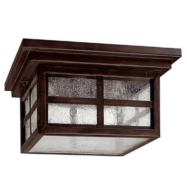 Filament Design 3-Light 6 in. Outdoor Mediterranean Bronze Ceiling Fixture with Seeded Glass