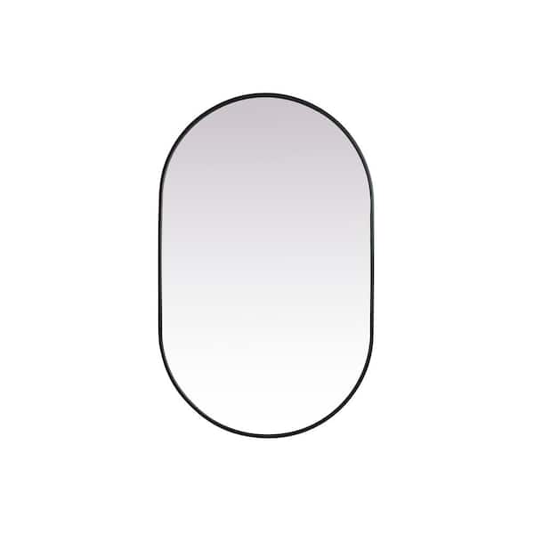 Unbranded Timeless Home 30 in. W x 48 in. H x Modern Metal Framed Oval Black Mirror