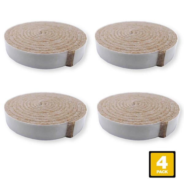 1/2 in. x 58 in. Beige Felt Strip Heavy-Duty Self-Adhesive Furniture Pads  (4-Pack)
