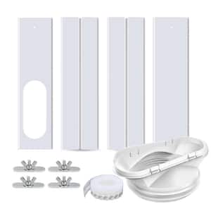 PVC White Portable Air Conditioner Window Vent Kit Round Hole Adjustable Baffle Plate