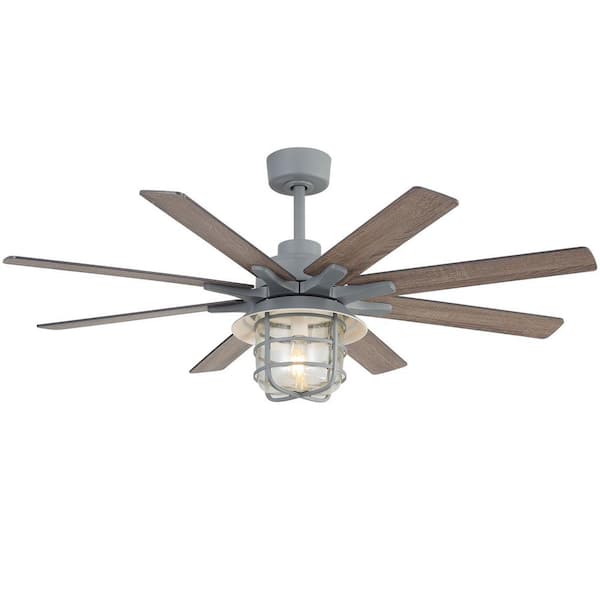 52 in. Indoor Farmhouse Sliver Ceiling Fan with Light, 6-Speed DC Motor and Remote Control