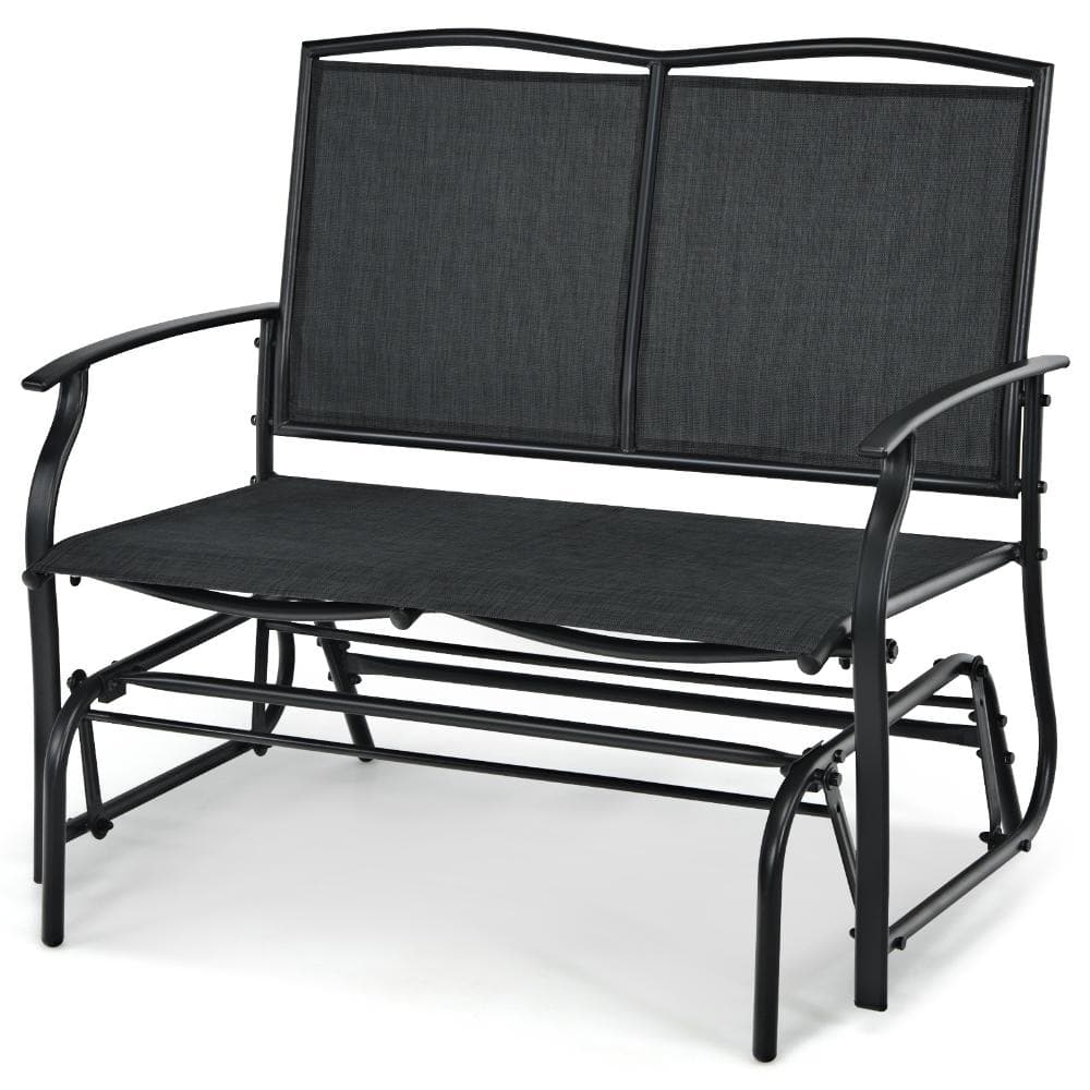 41.3 in. Steel and Textilene Outdoor Patio Rocking Loveseat with 396 lb. Capacity, Black price history on PriceWatchPro