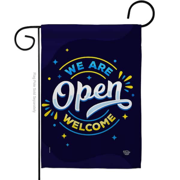 Ornament Collection 13 in. x 18.5 in. We Are Open Garden Flag Double-Sided Novelty Decorative Vertical Flags