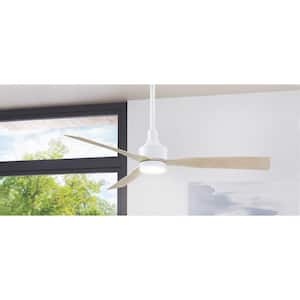 Ryland 52 in. Smart Indoor/Outdoor Matte White Ceiling Fan with Adjustable White LED with Remote Powered by Hubspace