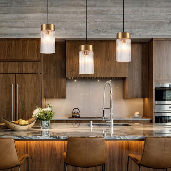 LLHZSY Miraletto 1-Light Brass Cylinder Kitchen Island Pendant