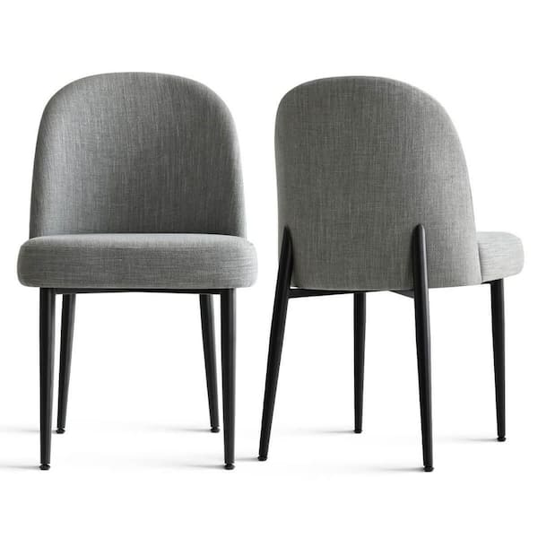 Gray Linen Upholstered Dining Chair (Set of 2)
