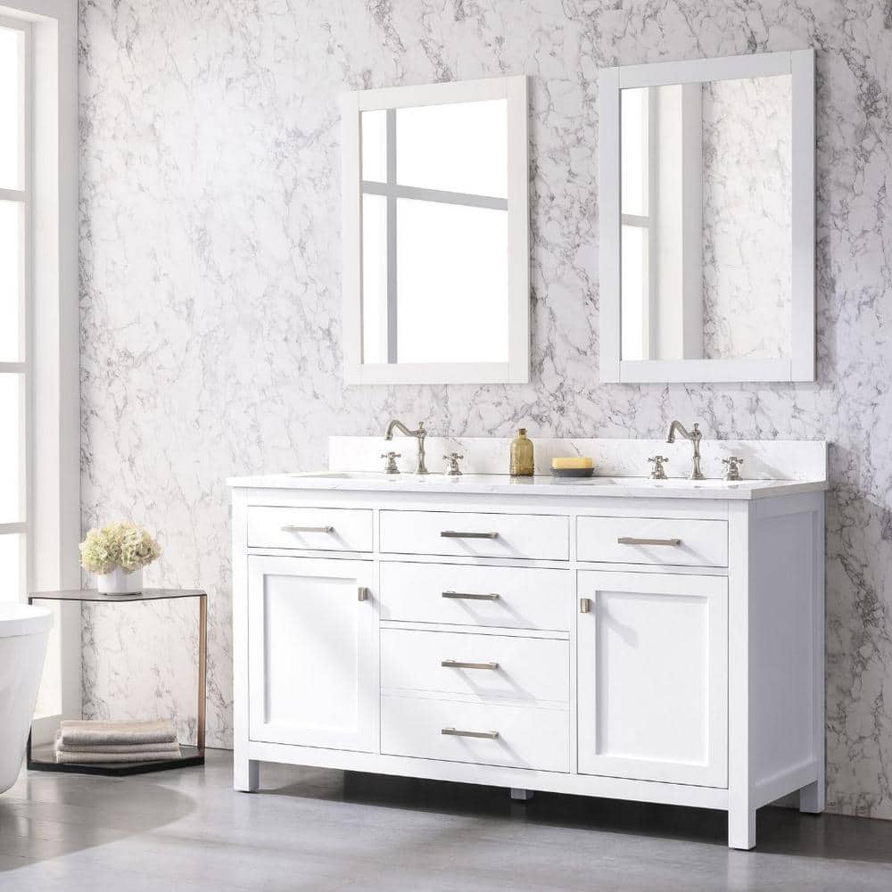 Jasper 60'' White Double Freestanding Bathroom Vanity