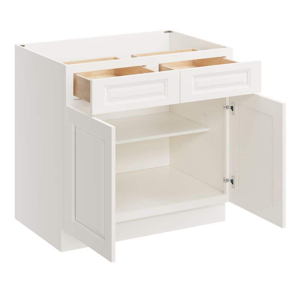36 in. W x 24 in. D x 34.5 in. H Ready to Assemble Floor Base Kitchen Cabinet in Glacier White