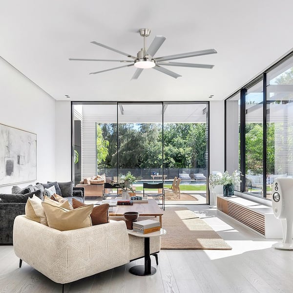 72 in. Smart Indoor/Outdoor Integrated LED Nickel Ceiling Fan with Light Kit and Remote/APP Control