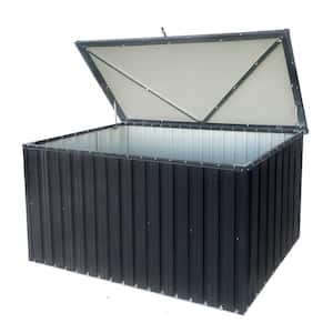 215 Gal. Outdoor Black Metal Spacious Storage Deck Box for Patio or Garden