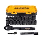 1/2 in. Drive Metric Socket Set with Ratchet (23-Piece)