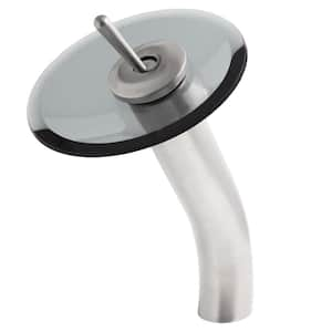 Falls Single Hole Single-Handle Bathroom Faucet with Smoked Glass Disc in Brushed Nickel