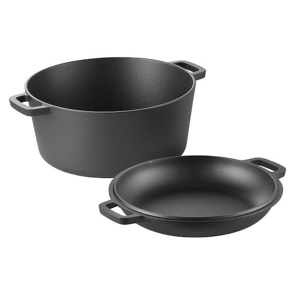 5 qt.Round Cast Iron Dutch Oven in Matte Black,1-Pack, Pre-Seasoned Pot with Bread Tools & Basket, Oven Safe 2025 update