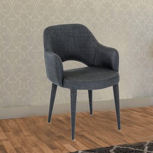 Gray Fabric Cutout Back Design Dining Chair