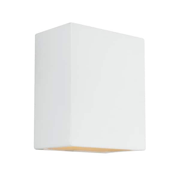 Generation Lighting Paintable Ceramic Sconces 1-Light Unfinished Ceramic Outdoor 10 in. Wall Lantern Sconce