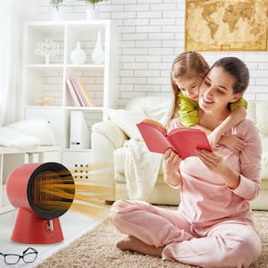 1500-Watt Portable PTC Ceramic Space Heater Mini Electric Desktop Heating Fan Red