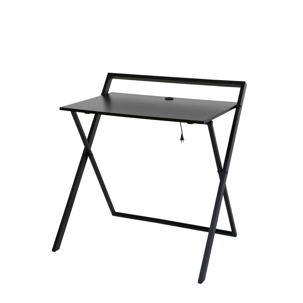 33 in. Rectangular Black/Dark Brown Writing Desk with Adjustable Height Feature