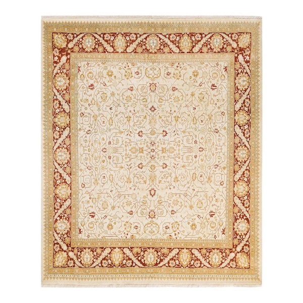 Mogul Ivory 6 ft. x 9 ft. Oriental Wool Indoor Area Rug