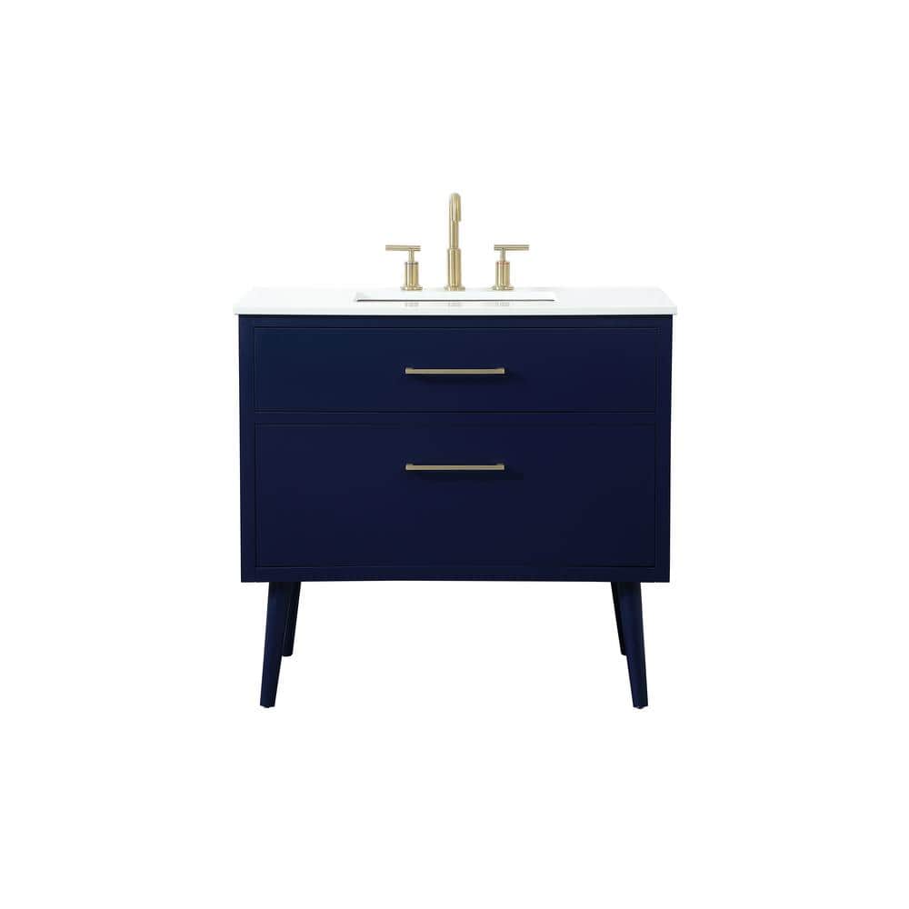 Simply Living 36 in. W x 22 in. D x 33.5 in. H Bath Vanity in Blue with Ivo
