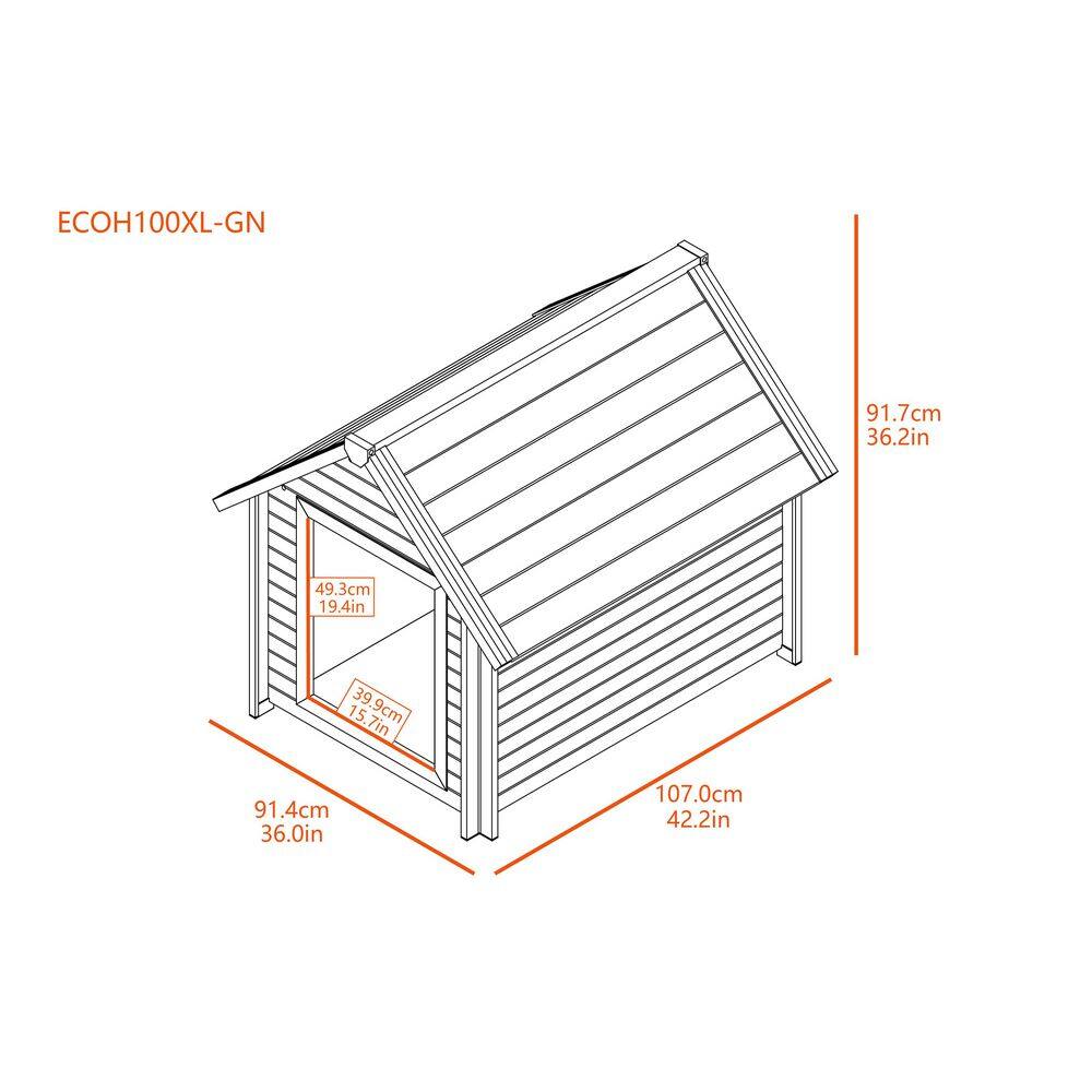X-Large Maple and Green Insulated Plastic Dog House