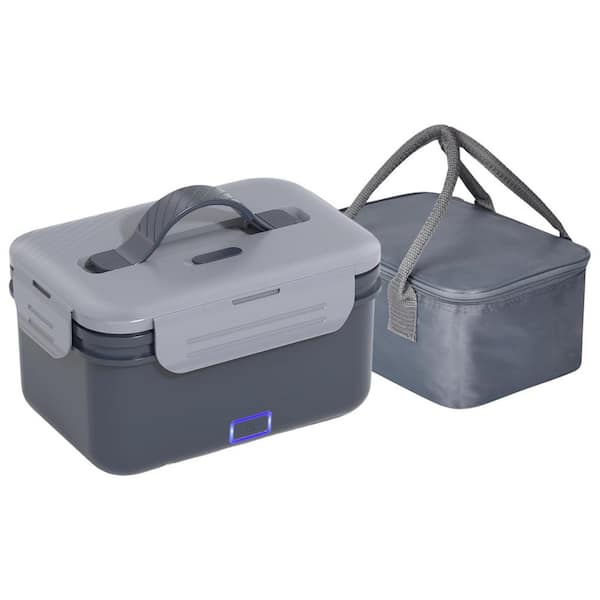 Gray Electric Lunch Box with 1.8L Stainless Steel Container, 100W Heated Food Warmer for Car/Truck/Home/Office