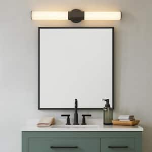 Hinkley Facet 32 in. 3-Light in Black Oxide Integrated LED Vanity Light with Invisimount 40-Watt Bath