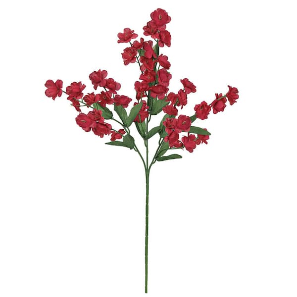 LIVING LUXURY 18 in. Burgundy Red Artificial Baby's Breath Gypsophila Flower Stem Spray (Set of 12)