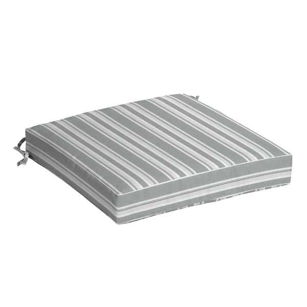 ARDEN SELECTIONS Oceantex 21 in. x 21 in. Pebble Grey Stripe Outdoor Square Seat Cushion