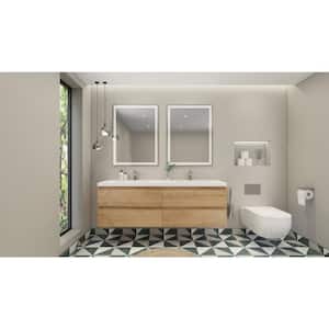 Bohemia 71 in. W Bath Vanity in New England Oak with Reinforced Acrylic Vanity Top in White with White Basins
