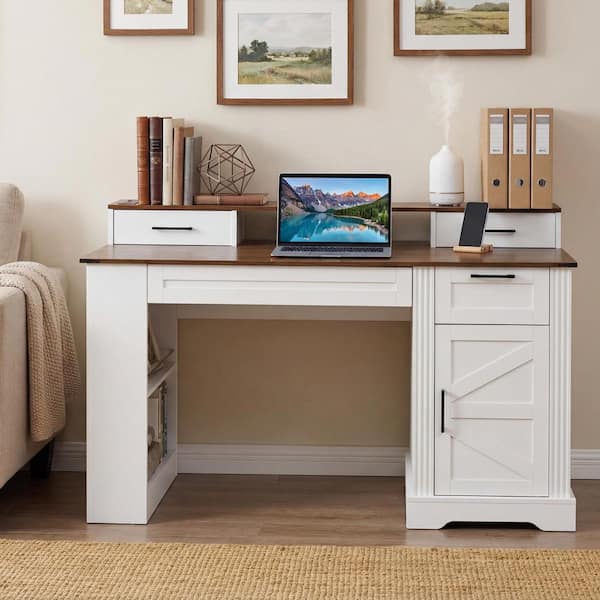 Boyel Living 19.5 in. W x 55 in. D Rectangular White+Wood MDF 4